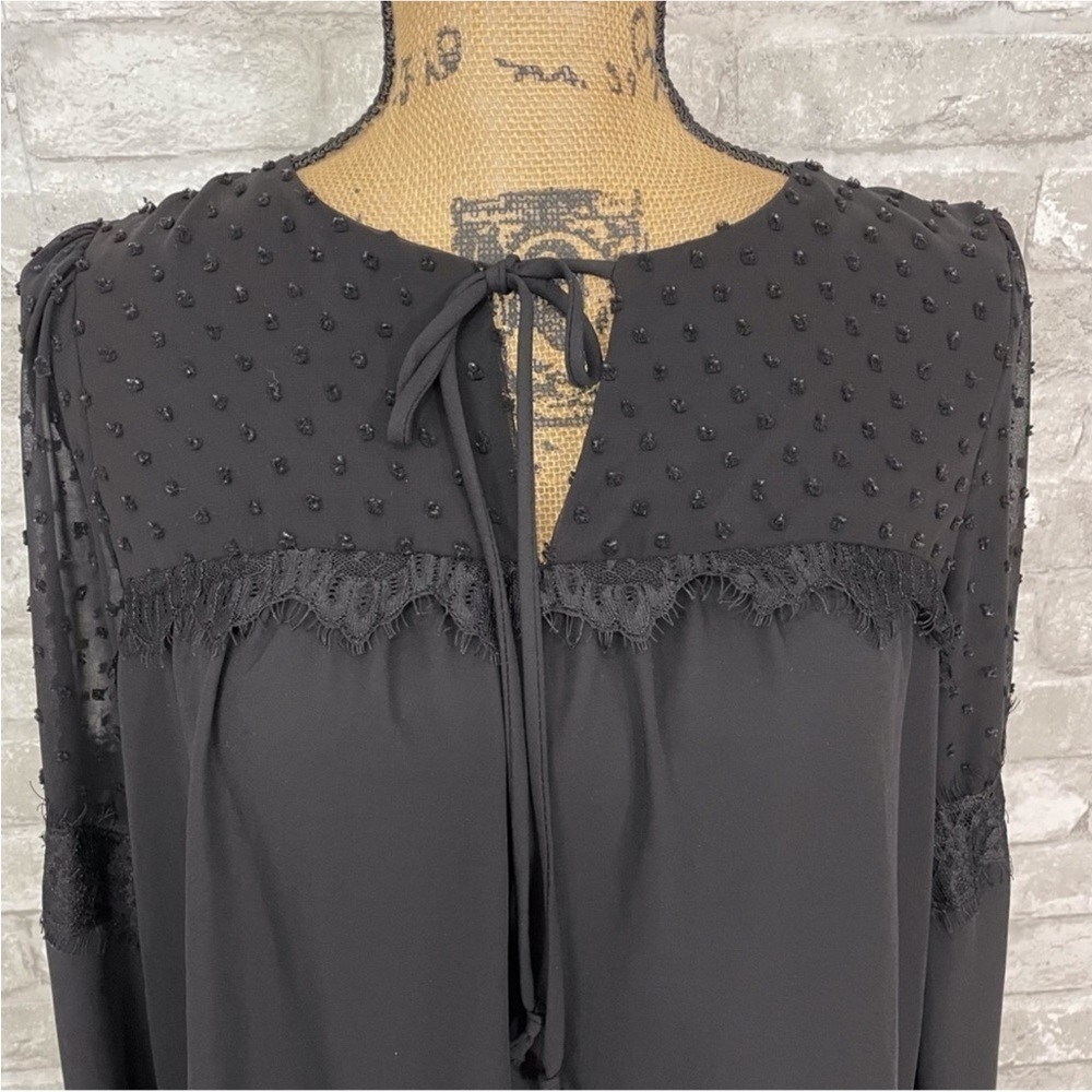 Gibson Swiss Dot Sheer Black Blouse - Picture 3 of 6